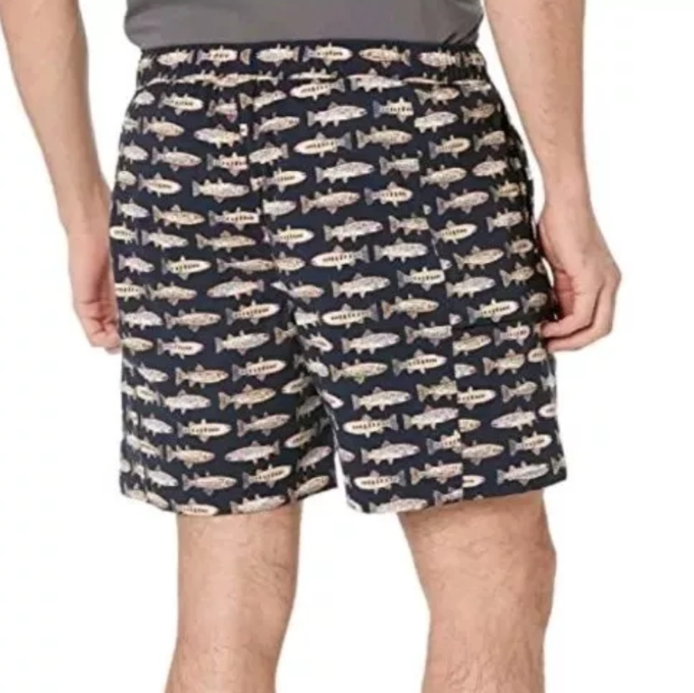 North Face Fly Fishing Hybrid Swim Shorts Men XXL Navy Drawstring Swim Dad AOP